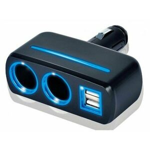 Priza auto 12V Olesson 1637 cu 2 cai fixe + 2 USB 120W negru imagine
