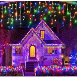 Instalatie 12 metri MULTICOLOR 300 LED tip turturi franjuri imagine