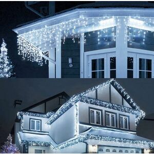 Instalatie 20 metri ALB RECE 500 LED tip turturi franjuri imagine