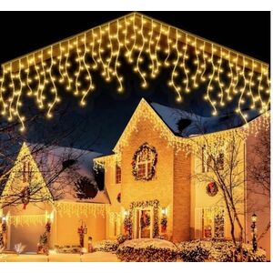 Instalatie 30 metri ALB CALD 1200 LED tip turturi franjuri imagine