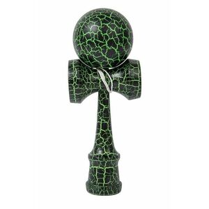 UB Kendama profesionala din lemn 18 cm model clasic cu design crapat culoare Verde/Negru imagine