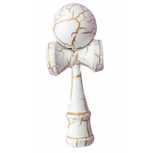 UB Kendama profesionala din lemn 18 cm model clasic cu design crapat culoare ALB imagine
