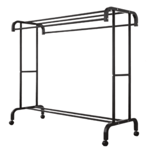 Suport haine metalic 2 rafturi capacitate 50 kg design arcuit negru 109x50.5x148cm imagine