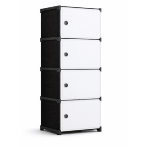 Dulap modular cu 4 compartimente design modern alb/negru 42×36×136 imagine
