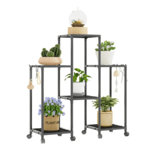 Suport pentru flori cu 6 polite si roti metal design modern 82.5 × 27.5 × 77 cm imagine