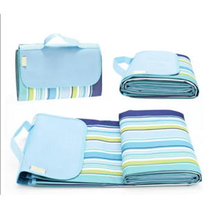 Patura de plaja/picnic tip geanta impermeabila cu dungi 130x150cm imagine