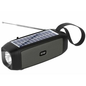 Boxa Portabila S18 Neagra Bluetooth USB Radio Lanterna cu incarcare solara imagine