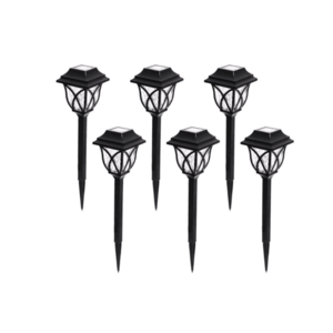 Set 6 lampi solare pentru gradina tip felinar negru imagine