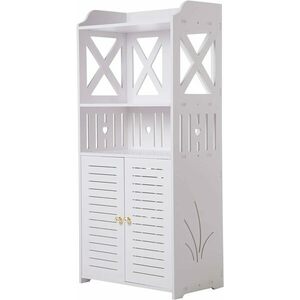 Raft de baie WPC alb Dulap 92x40x25 cm imagine