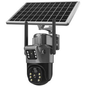 Camera de supraveghere V380 cu panou solar 8MP Detectare PIR lentile duble GRI imagine