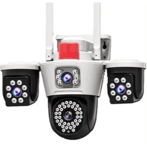 Camera de supraveghere WiFi Tripla 8MP 4K cu 3 Lentile Vedere Nocturna LED Detectie Miscare ALBA imagine