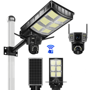 Lampa solara stradala cu camera supraveghere incorporata 4G 8MP 4K Vedere Nocturna Detectie Miscare imagine