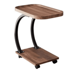 Masuta laterala din lemn cu roti curbata pentru sufragerie imagine