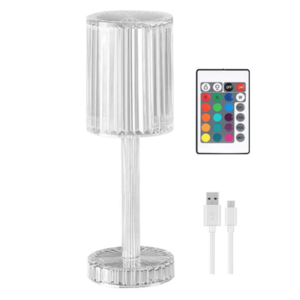 Lampa acrilica tip cristal RGB 16 culori reincarcabila USB control tactil si telecomanda imagine