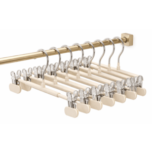 Set 10 umerase cu clips pentru pantaloni otel 31 x 13 cm BEJ imagine