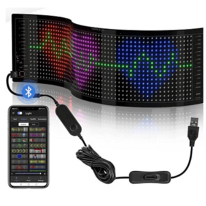 Panou auto afisaj cu led flexibil RGB programabil prin bluetooth si telecomanda 150cm imagine