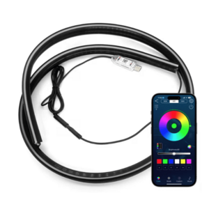 Banda LED ambient auto 150cm control din aplicatie lumina dinamica RGB montare bord parbriz imagine