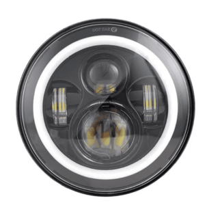 Far LED 7 inch Jeep H4 cu Angel Eyes Alb/Galben DRL + Semnalizare imagine