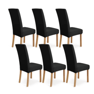 Set 6 huse pentru scaun cu centura elastica NEGRE imagine