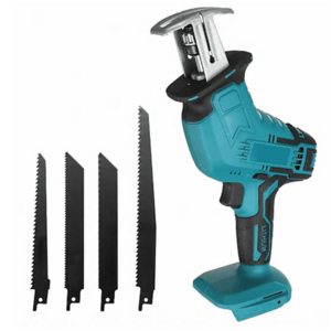 Fierastrau electric tip sabie cu 2 acumulatori 4 panze pentru multiple materiale albastru imagine