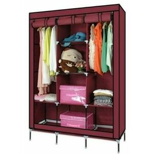 Dulap HAINE Textil 3 compartimente si rafturi pe mijloc imagine