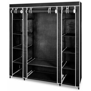 Dulap NEGRU Haine 3 compartiment Textil mijloc pentru haine lungi imagine