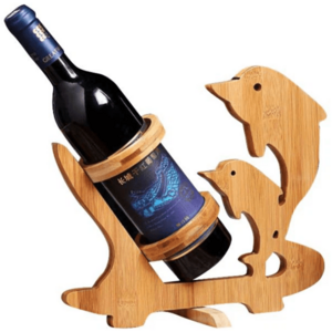 Suport sticla vin model delfin lemn bambus imagine