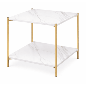 Masuta de cafea moderna cu blat tip marmura si cadru auriu 40 x 40 x 43cm imagine