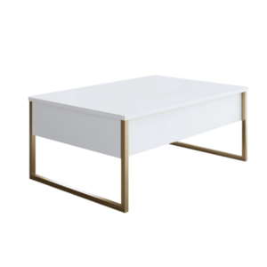 Masuta cafea alb si auriu din PAL/metal 90x60x40 cm imagine