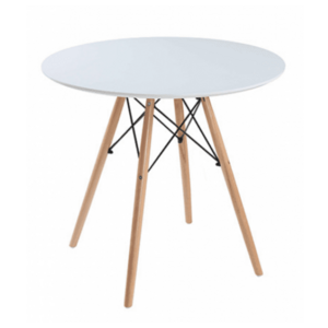 Masa bucatarie moderna rotunda alba blat MDF 90cm imagine