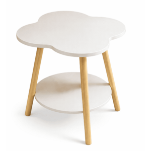 Masuta rotunda contemporana din lemn masiv metal in forma de floare cu 2 niveluri imagine