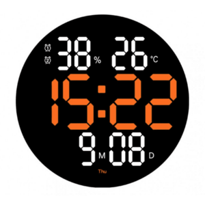 Ceas de perete electronic RD A330 afisaj PORTOCALIU temperatura umiditate data imagine