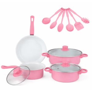 Set oale si ustensile pentru gatit 13 piese ROZ imagine