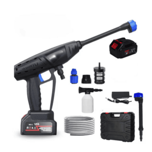 Aparat de spalat cu presiune portabil 300W de 70Bar tip 6 in 1 duza 1 baterie 1200mAh negru/albastru imagine