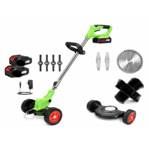 Motocoasa electrica profesionala cu roti 2 acumulatori de 48v si set de accesorii imagine