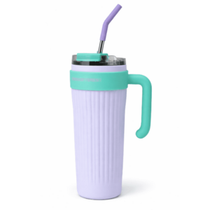 Cana cu maner si pai reutilizabil marime MEDIE design modern texturat imagine