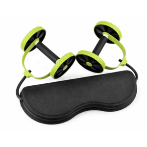 Aparat fitness cu role duble si corzi elastice pentru abdomene spate brate si picioare imagine