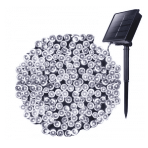 Instalatie solara decorativa lungime 30 metri cu 300 LED ALB RECE imagine