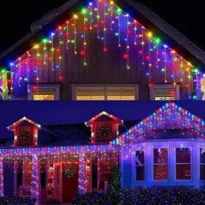 Instalatie de Craciun 1500 25 tip FRANJURI de 20 metri 430 LED MULTICOLOR imagine