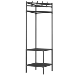 Suport de colt tip cuier pentru haine cu spatiu de depozitare 2 rafturi de depozitare si 4 carlige duble imagine