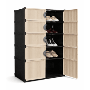 Dulap modular pentru pantofi cu 5 rafturi cu usi design compact plastic rezistent imagine
