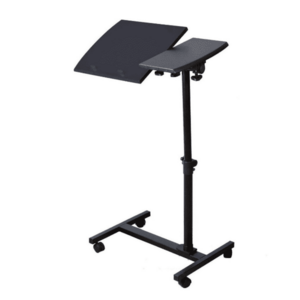 Masa pentru laptop cu roti neagra reglarea inaltimii unghiului blatului mesei inaltime maxima 80 cm imagine