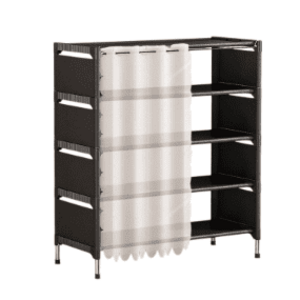 Organizator pantofi 5 rafturi suport metalic cu perdea negru 58x26x78cm imagine