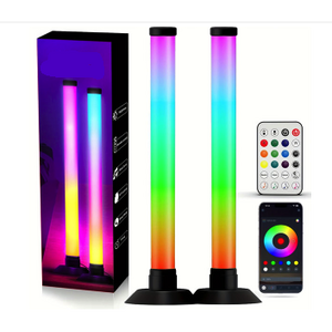 Set 2 lampi LED smart RGB cu lumina ambientala sincronizare muzicala WiFi Mutiple Moduri Aplicatie Pentru Filme Gaming Negru imagine