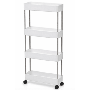 Carucior organizator slim portabil cu 4 rafturi alb imagine