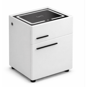 Noptiera smart multifunctionala ALBA cu seif ascuns iluminare LED tactila cu 3 culori incarcare wireless si USB difuzor Bluetooth 1 sertar imagine