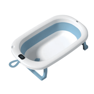 Cadita pliabila pentru bebelusi cu termometru digital dop de scurgere picioare anti alunecare ALBASTRU imagine