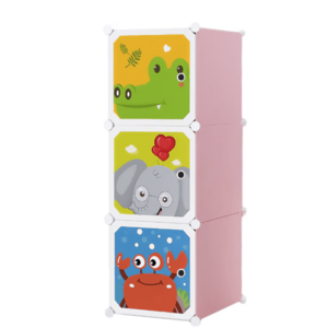 Dulap modular cu desene 3 compartimente colorat pentru camera copiilor imagine