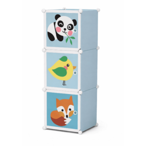 Dulap modular cu ANIMALUTE 3 compartimente colorat pentru camera copiilor imagine