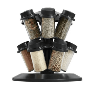 Organizator de condimente cu 12 borcane design rotativ ideal pentru bucatarie Plastic Negru imagine
